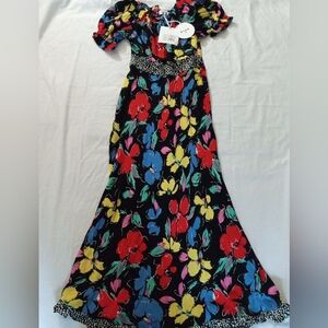 Rixo for Target black floral off shoulder maxi dress NWT